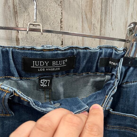 Judy Blue Hi Rise Elastic Waist Vintage Straight Leg Jean 88749 Stretch 5/27 - Picture 3 of 8